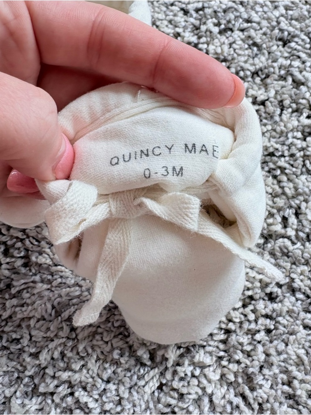 🍨Quincy Mae Baby Booties Natural Cream with Dust Bag - Picture 4 of 5